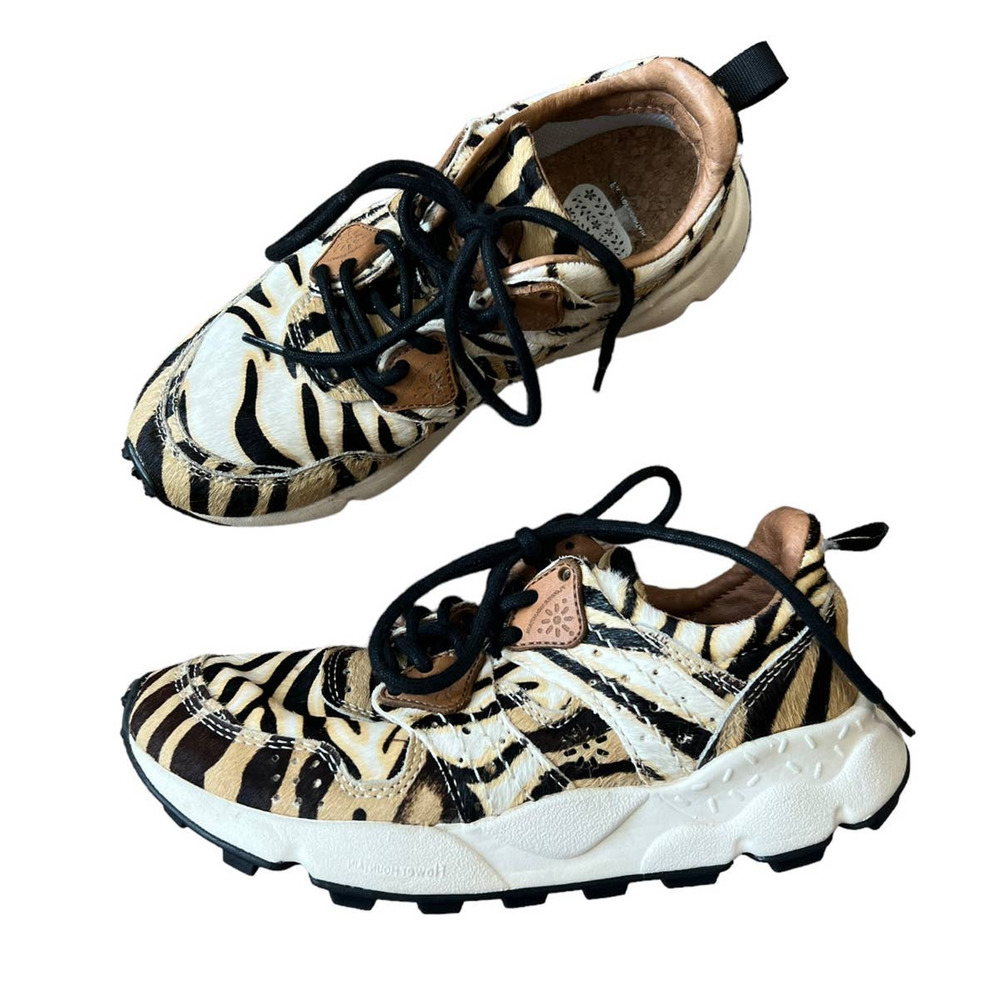 Free People x Flower Mountain Shoes White Brown Pony Hair Mountain Corax Sneaker